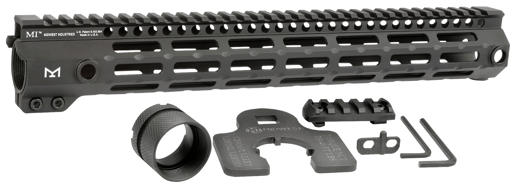 Midwest Industries MIG4M14 Tactical G4M Handguard AR-15 Black Hardcoat Anodized Black 14" 6061-T6 Aluminum M-LOK
