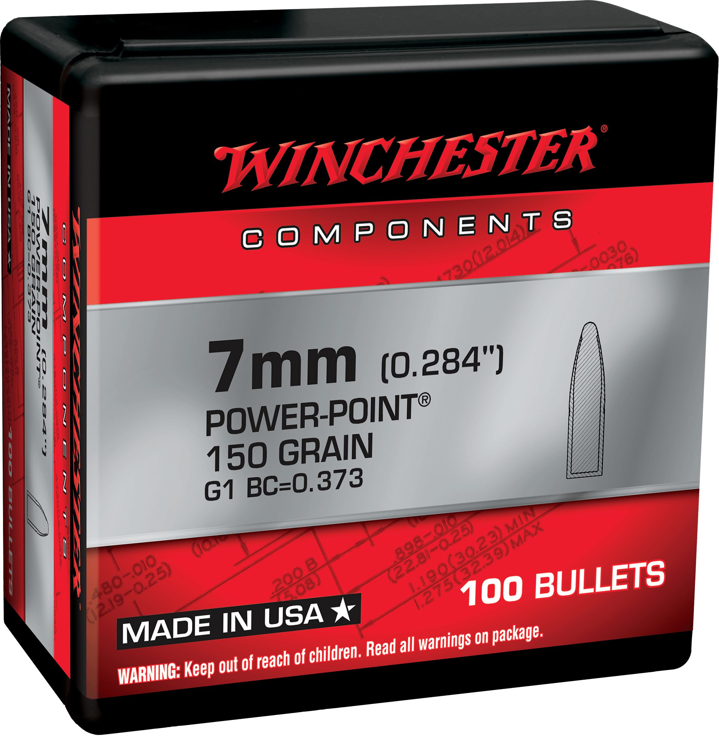 Winchester Ammo WB7PP150X Centerfire Rifle 7mm .284 150 gr Power Point 100rd Box