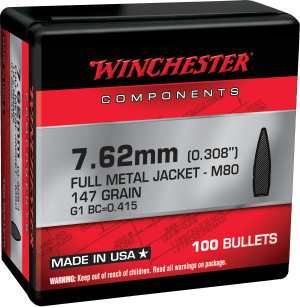 Winchester Ammo WB762147NX Centerfire Rifle 308 Win 7.62x51mm NATO .308 147 gr Full Metal Jacket 100rd Box