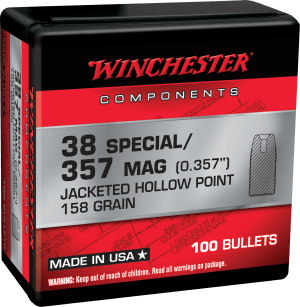 Winchester Ammo WB357H158X Centerfire Handgun Reloading 357 Mag .357 158 gr Jacket Hollow Point 100rd Box