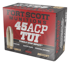 Fort Scott Munitions 450180SCV Tumble Upon Impact (TUI) 45ACP 180gr Solid Copper Spun 20rd Box