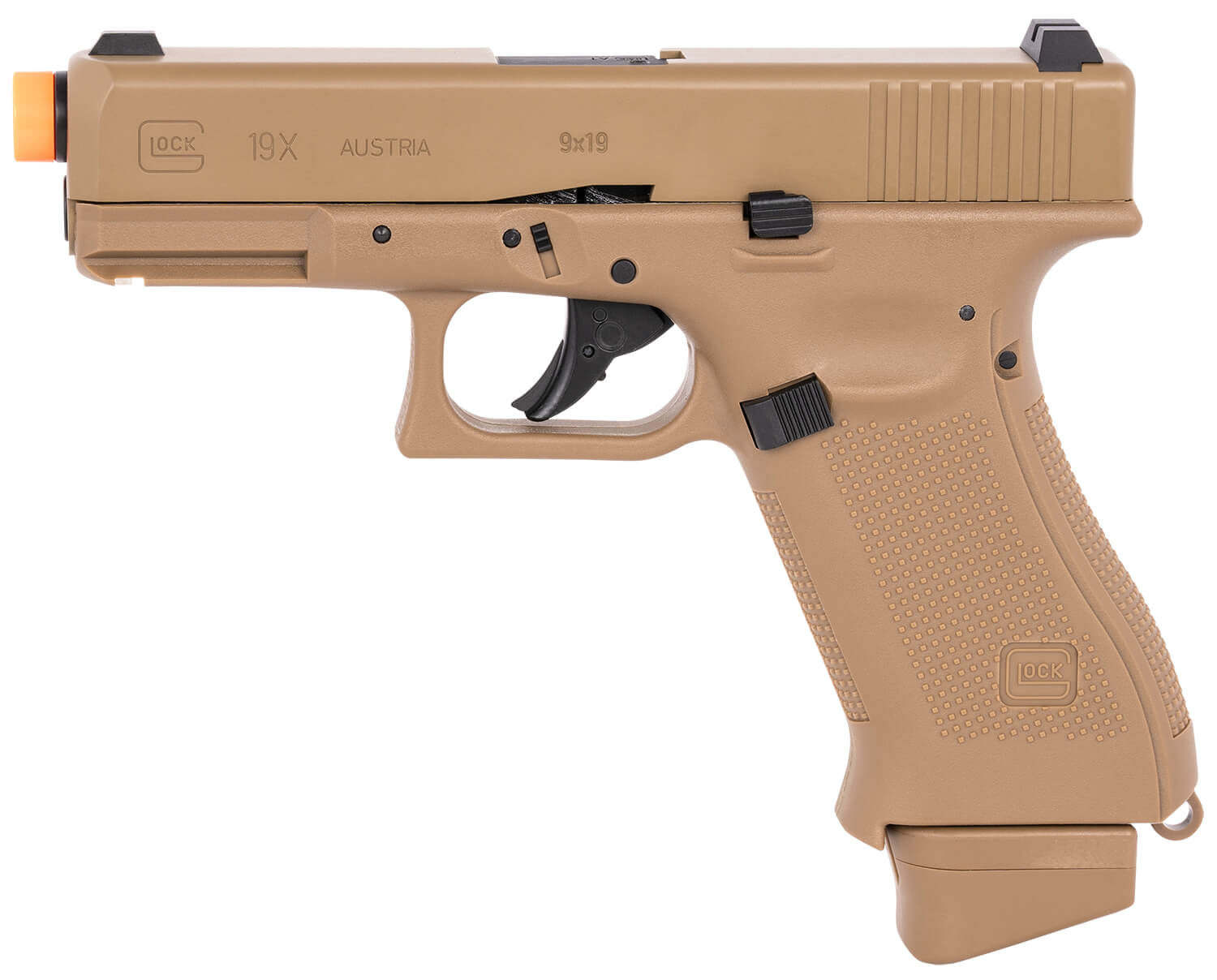 Umarex Glock Air Guns 2276338 G19X Gen5 Air Soft CO2 6mm 14+1 Steel Slide Coyote Tan Polymer Frame Coyote Polymer Grips - Image 2