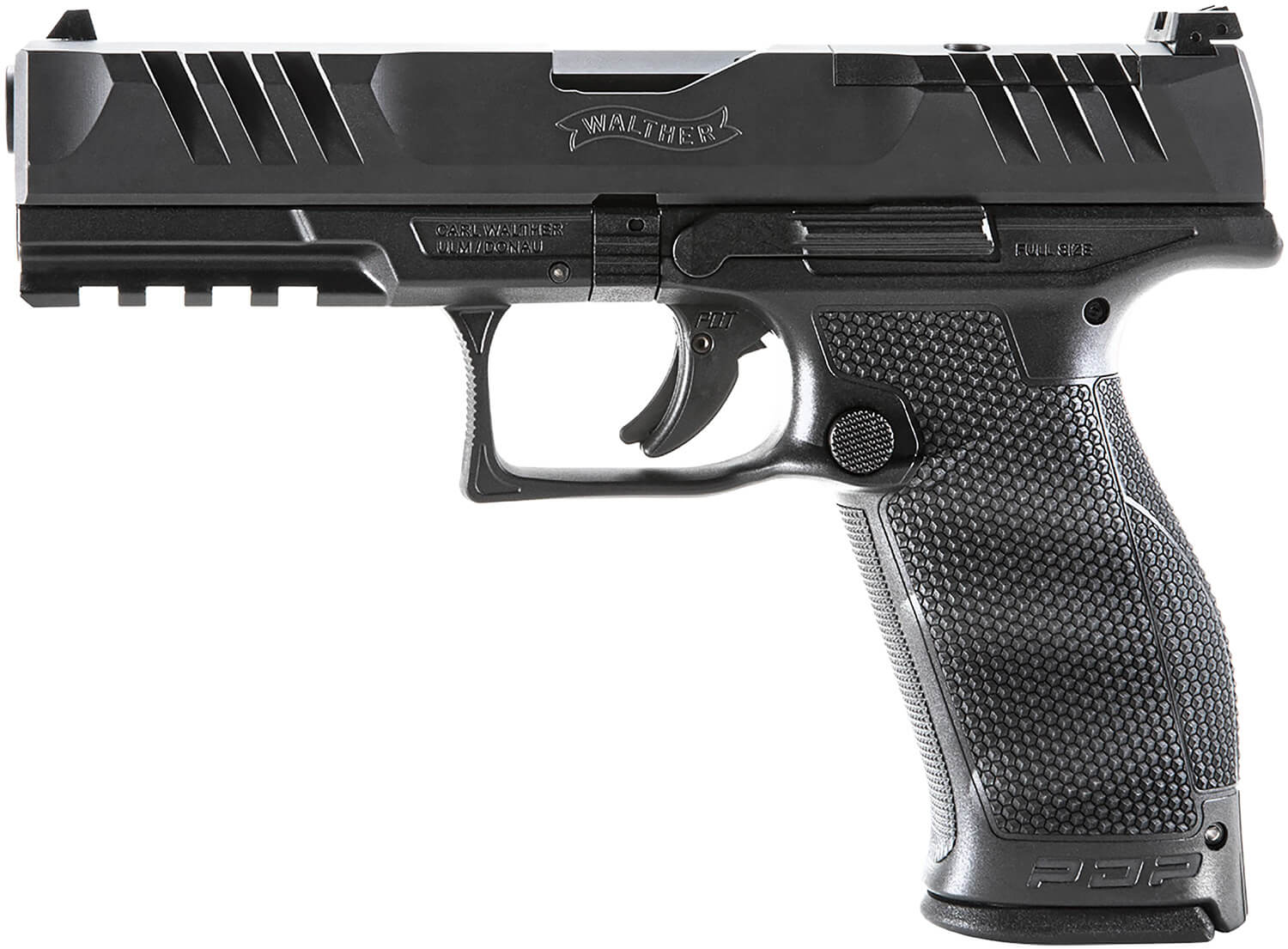 Walther Arms 2858126 PDP Full Size 9mm Luger 10+1 4.50" Black Polygonal Rifled Barrel Black Optic Ready/Serrated Slide Black Polymer Frame w/Picatinny Rail Black Performance Duty Texture Grips Ambidextrous - Image 2