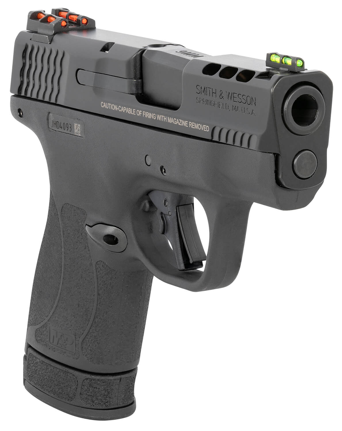 Smith & Wesson 13254 M&P Performance Center Shield Plus Micro-Compact Frame 9mm Luger 10+1/13+1 3.10" Black Armornite Ported Stainless Steel Barrel & Ported/Serrated Stainless Steel Slide Black Polymer Frame & Textured Grip Thumb Safety - Image 3