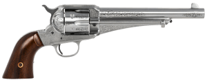 Taylors & Company 550389 1875 Army Outlaw 45 Colt (LC) Caliber with 7.50" Barrel  6rd Capacity Cylinder  Overall White Engraved Finish Steel & Walnut Grip