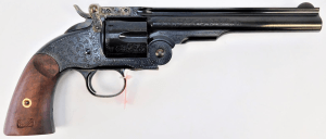 Taylors & Company 550643 Top Break Schofield 45 Colt (LC) Caliber with 7" Barrel  6rd Capacity Cylinder  Overall Blued Engraved Finish Steel & Walnut Grip