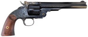 Taylors & Company 550644 Top Break Schofield 45 Colt (LC) 6rd 7" Blued Engraved Steel Walnut Grip