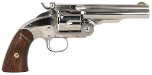 Taylors & Company 550670 Schofield Top Break 45 Colt (LC) Caliber with 5"Barrel  6rd Capacity Cylinder  Overall Nickel-Plated Finish Steel & Walnut Grip