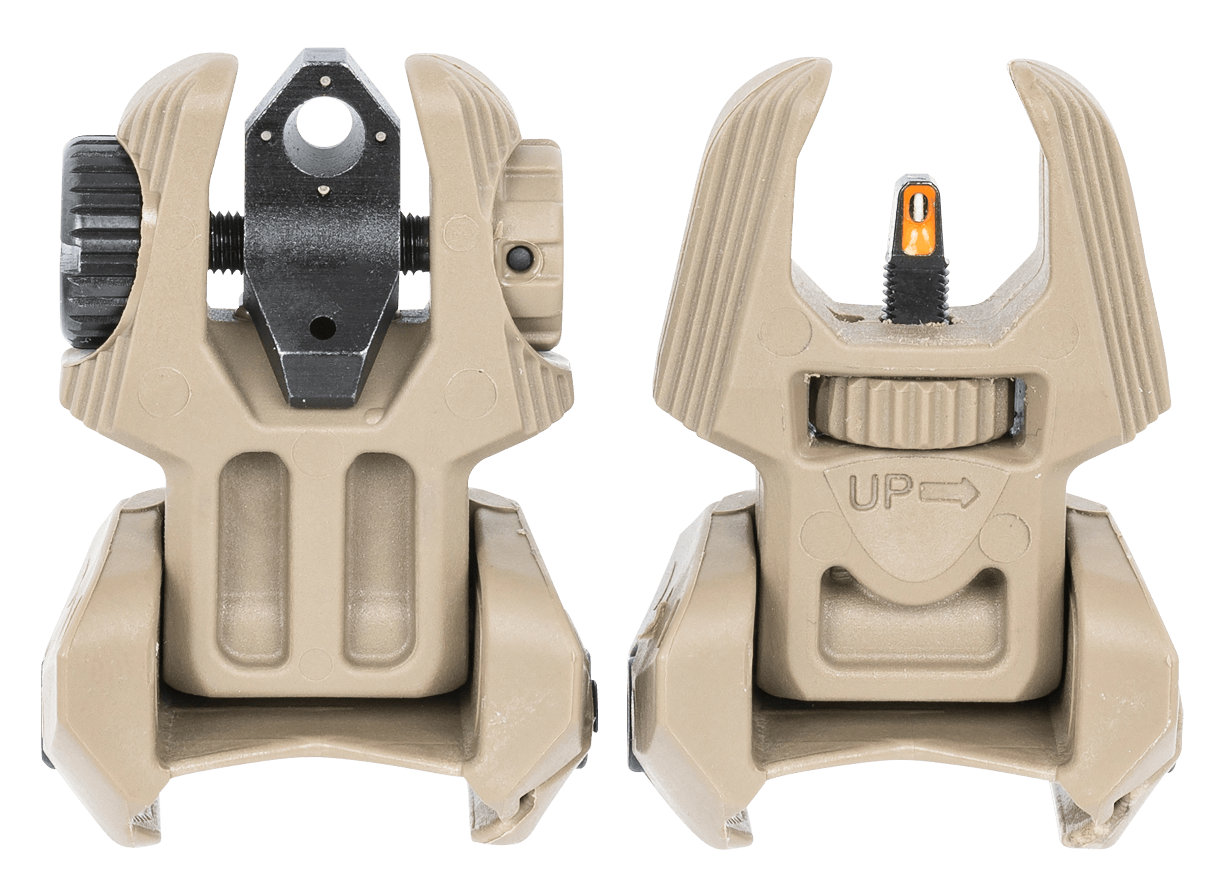 Meprolight USA 403440 FUBS Self Illuminated Flip Backup Sights Desert Tan-Orange Front Sight /Green Rear Sight for AR-15