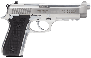 Taurus 192015917 92 Full Size Frame 9mm Luger 17+1 5" Matte Stainless Steel Barrel Serrated Stainless Steel Slide & Frame w/Beavertail & Picatinny Rail Black Polymer Grip Right Hand