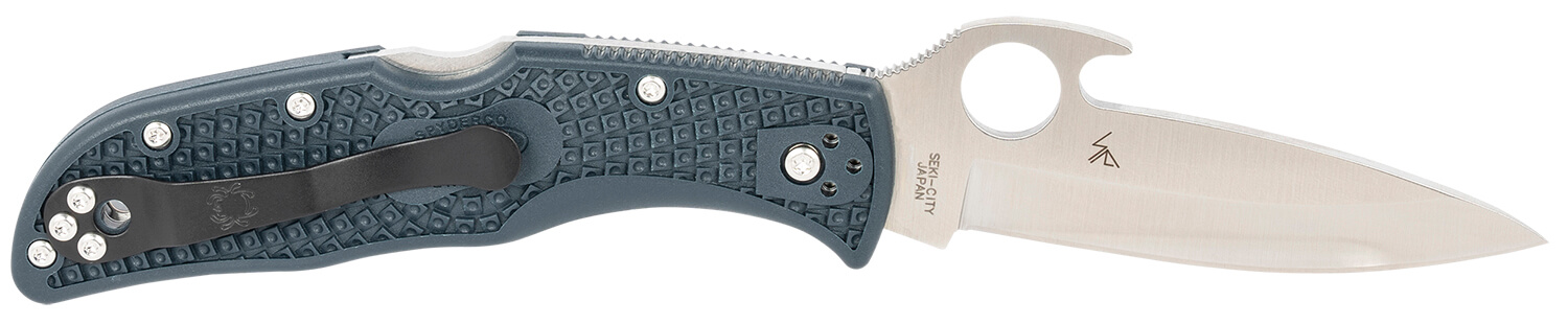 Spyderco C243PGYW Endela Lightweight 3.41" Folding Clip Point Plain VG-10 SS Blade Blue/Gray FRN Handle Includes Pocket Clip - Image 2