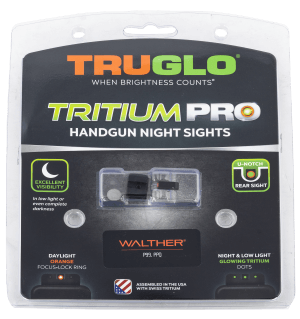 TruGlo TGTG231W1C Tritium Pro Black | Green Tritium Orange Outline Front Sight Green Tritium Rear Sight