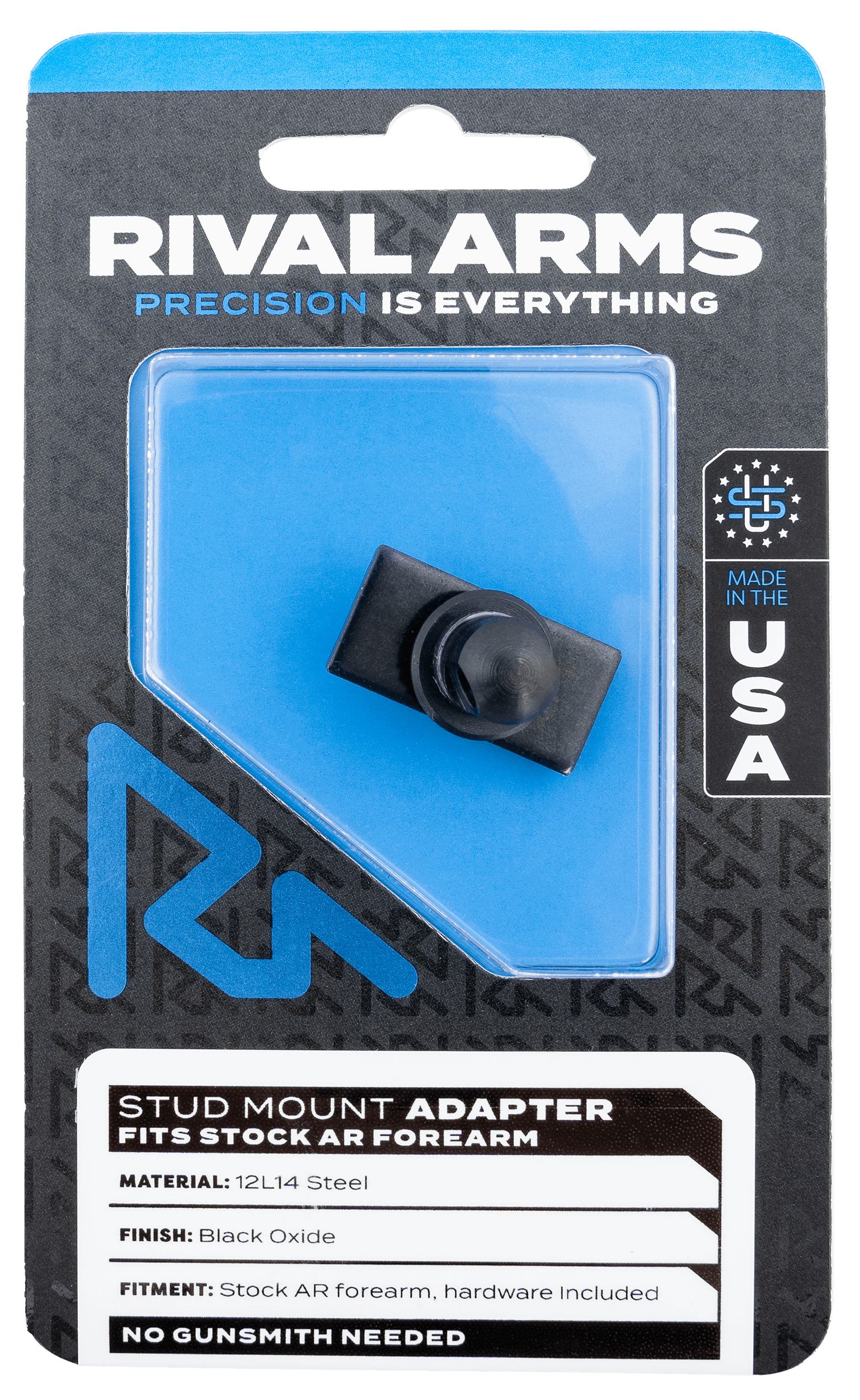 Rival Arms RARA92M6B Stud Mount Adapter 12L14 Steel Black Oxide for AR Stock Forearm
