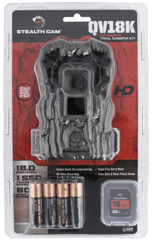 Stealth Cam STCQV18K QV18 Combo Brown 18MP Image Resolution  Low Glow Flash  Up to 32GB SD Card Memory  Features Integrated Python Provision Lock Latch