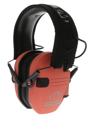 Walker's GWPRSEMCOR Razor Slim Electronic Muff 23 dB Over the Head Coral/Black Polymer