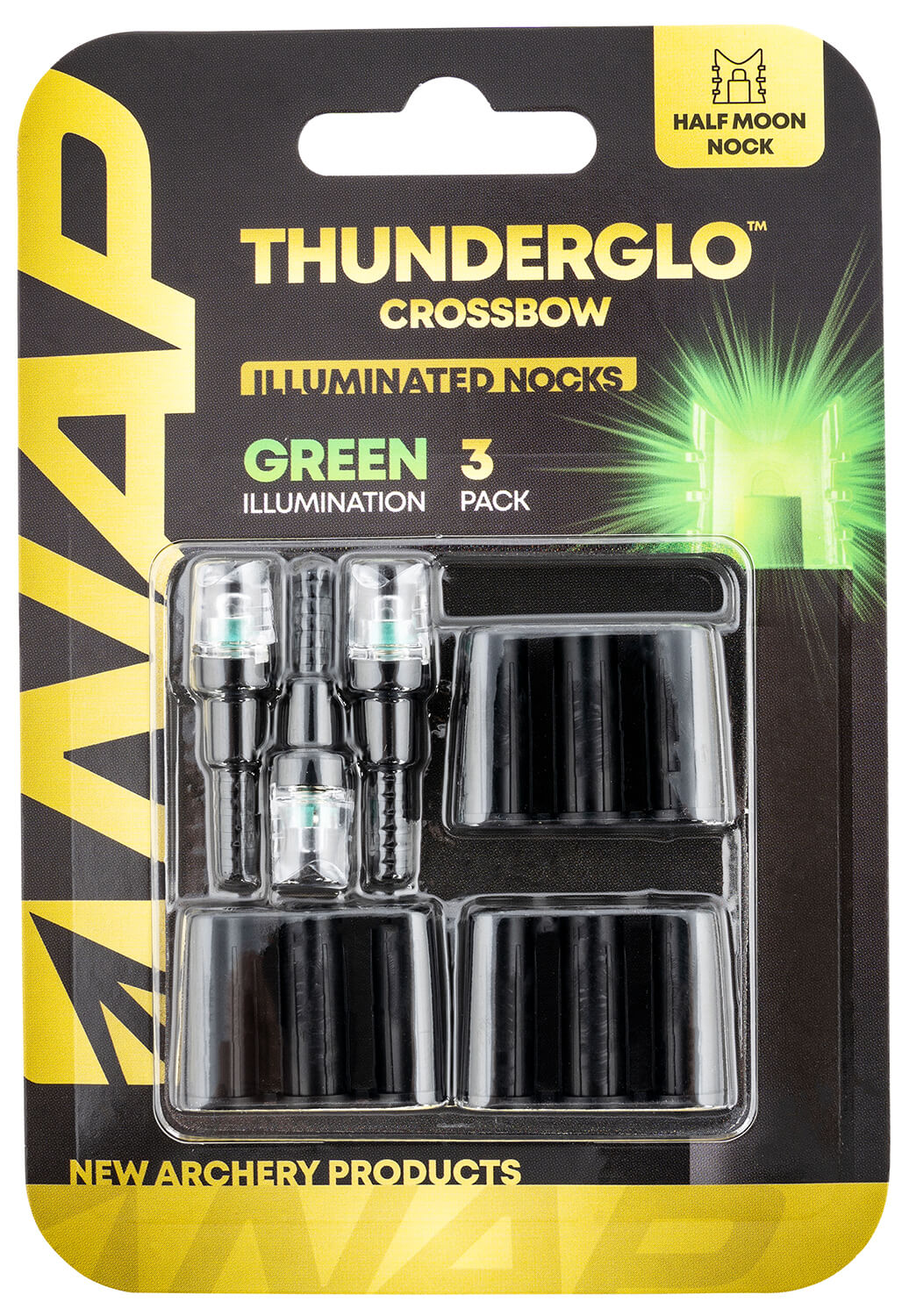 NAP NAPILLNXGR3PK Thunderglo Illuminated Nock Crossbow Green Half Moon/ 3 Pack - Image 2