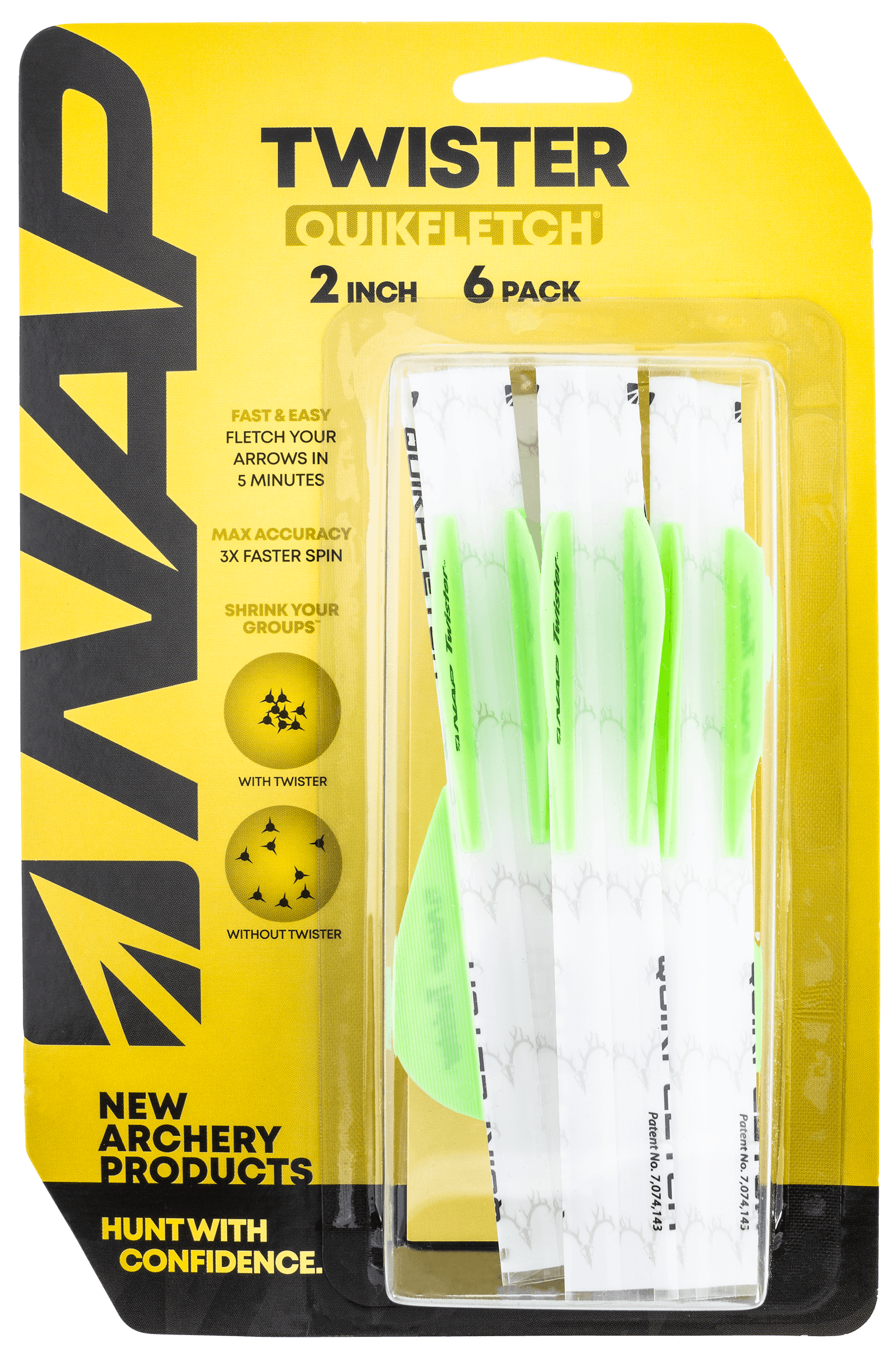 NAP NAP60638 Quickfletch Twister Fletching White Green/ 6 Pack