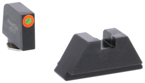 AmeriGlo GL511 Optic Compatible Sight Set for Glock Black | XL Tall Green Tritium with Orange Outline Front Sight XL Tall Black Rear Sight