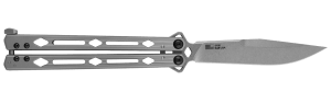 Kershaw 5150 Lucha 4.60" Butterfly Drop Point Plain Stonewashed 14C28N Steel Blade Bead Blasted Stainless Steel Handle