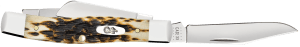 Case 00079 Stockman Medium 2.57"/1.88"/1.76" Folding Clip/Sheepsfoot/Pen Plain Mirror Polished Chrome Vanadium Steel Blade/Peach Seed Jigged Amber Bone Handle