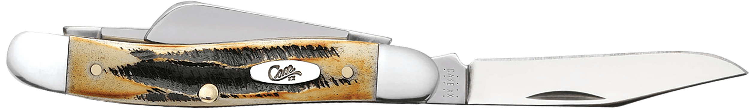 Case 03578 Stockman Medium 2.57"/1.88"/1.71" Folding Clip/Sheepsfoot/Spey Plain Mirror Polished Tru-Sharp SS Blade/Brown Jigged 6.5 BoneStag Handle