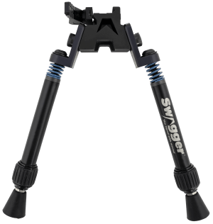 Swagger SWAGBPSFR10 SFR10 Flex to Rigid QD Bipod with Black Finish Picatinny Attachment & 6-10.50" Vertical Adjustment