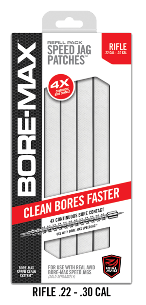 Real Avid AVBMPATCH8 Bore-Max Speed Jag Patches Refill 30/22 Cal Rifle 8" Synthetic 250rd Box