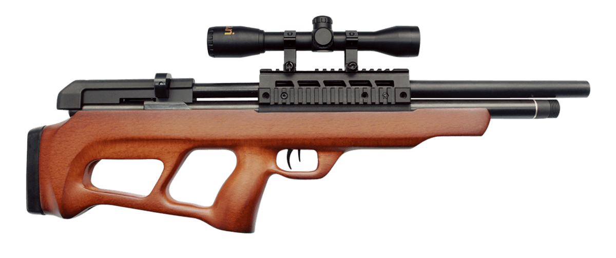 Beeman 1358 Under-Lever Pre-Charged Pneumatic 22 Pellet 10+1 Shot Black Black Receiver European Hardwood Scope 4x32mm