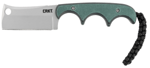 CRKT 2383 Minimalist  2.13" Fixed Cleaver Plain Bead Blasted 5Cr15MoV SS Blade/ Green Contoured Resin Infused Fiber Handle Includes Lanyard/Sheath