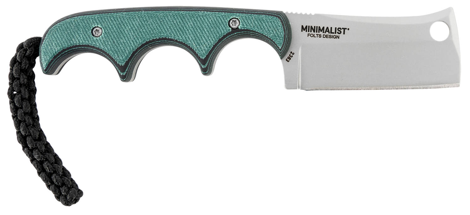 CRKT 2383 Minimalist 2.13" Fixed Cleaver Plain Bead Blasted 5Cr15MoV SS Blade/ Green Contoured Resin Infused Fiber Handle Includes Lanyard/Sheath - Image 2