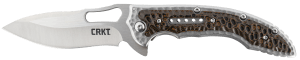 CRKT 5470 Fossil  3.96" Folding Drop Point Plain Satin 8Cr13MoV SS Blade/ Brown G10/SS Handle Includes Pocket Clip