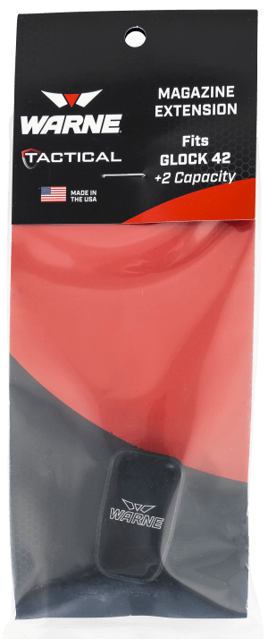 Warne MEG422BLK Magazine Extension made of 6061-T6 Aluminum with Hardcoat Anodized Black Finish for Glock 42 Magazines (Adds 2rds)