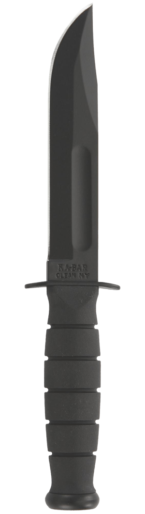 Ka-Bar 1256 Fighting/Utility 5.25" Fixed Clip Point Plain Black 1095 Cro-Van Blade Black Kraton G Handle Includes Sheath