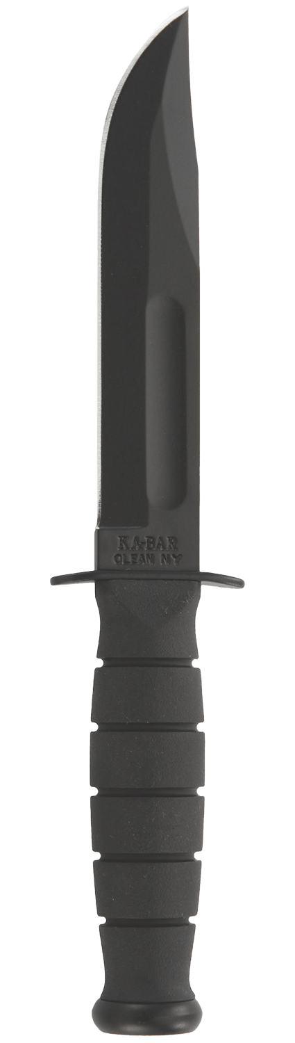 Ka-Bar 1256 Fighting/Utility 5.25" Fixed Clip Point Plain Black 1095 Cro-Van Blade Black Kraton G Handle Includes Sheath