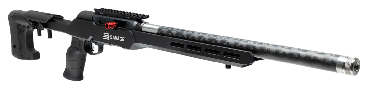 Savage Arms 47256 A22 Precision Lite Semi-Auto 22 LR Caliber with 10+1 Capacity 18" Carbon Fiber Wrapped Barrel Black Metal Finish & Adjustable MDT Aluminum Chassis Black Stock Right Hand (Full Size) - Image 3
