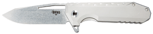 Southern Grind SG0903001101 Penguin 3.50" Folding Drop Point Plain Stonewashed CPM S90V Blade Silver Titanium Handle