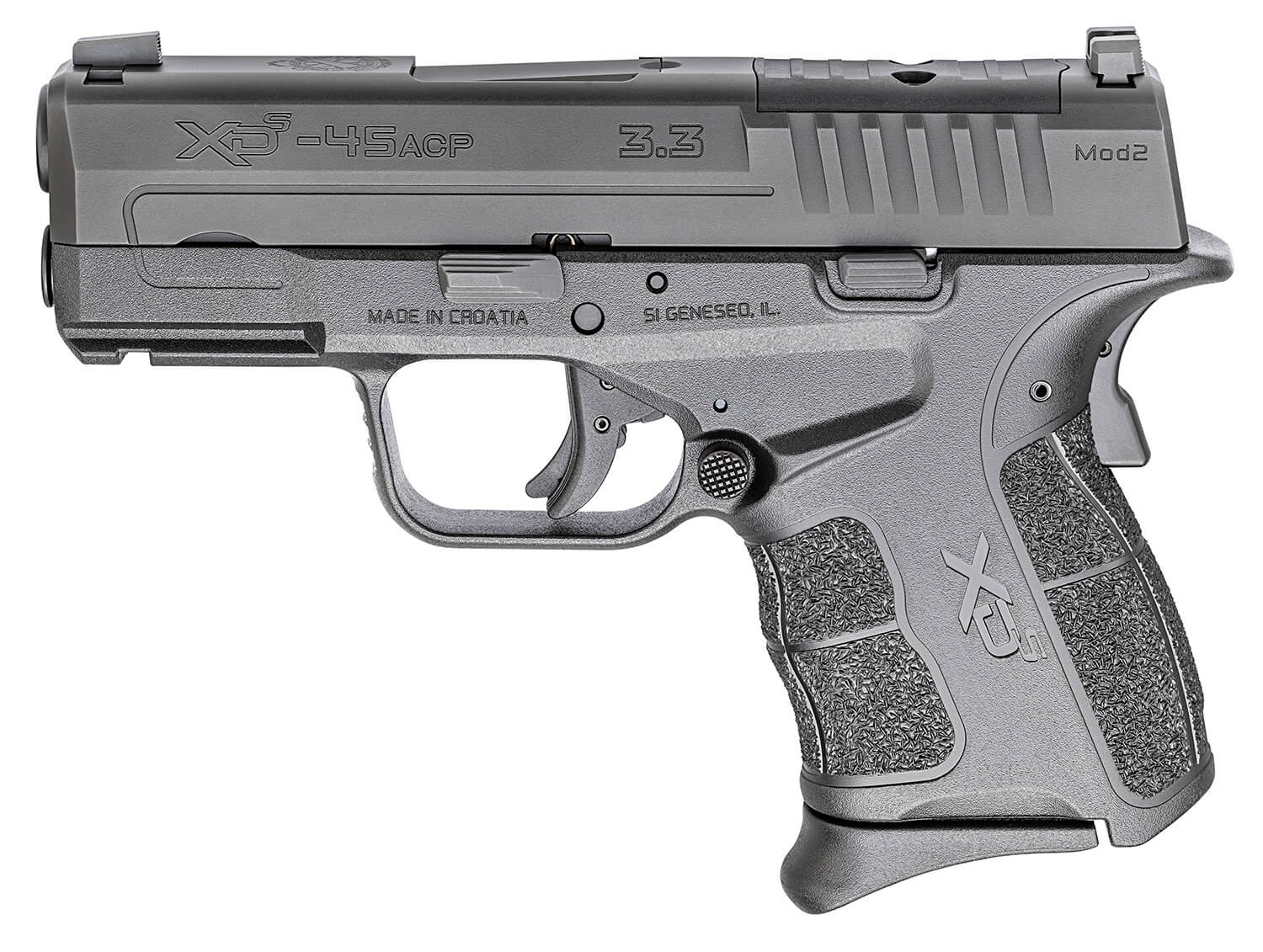Springfield Armory XDSG93345BOSP XD-S Mod.2 OSP 45 ACP 5+1 6+1 3.30" Black Melonite Steel Barrel & Optic Ready/Serrated Slide Black Polymer Frame w/Picatinny Rail Black Textured Polymer Grip - Image 2