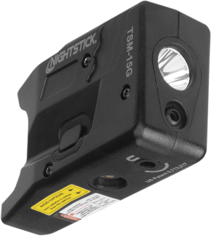 Nightstick TSM15G TSM-15G Sub-Compact Weapon Light S&W Shield Plus/M&P Shield 150 Lumens White LED Bulb/ Green Laser 104 Meters Beam Black Polymer
