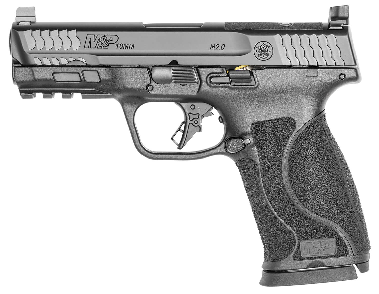 Smith & Wesson 13389 M&P M2.0 Full Size 10mm Auto 15+1 4" Black Armornite Stainless Steel Barrel Optic Cut/Serrated Stainless Steel Slide Matte Black Polymer Frame w/Picatinny Rail - Image 2