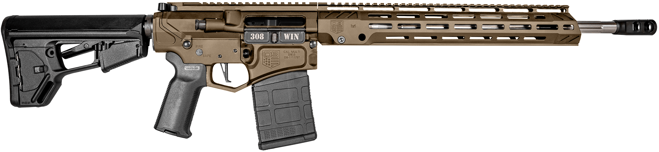 Diamondback DB1059C061 DB10 308 Win 18" 20+1 Flat Dark Earth Adjustable Magpul ACS-L Stock Black Magpul MOE-K2+ Grip 15" M-Lok