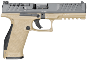 Walther Arms 2858410 PDP Full Size 9mm Luger 18+1 5" Black Polygonal Rifled Barrel Black Optic Ready/Serrated Slide Tan Polymer Frame w/Picatinny Rail Black Performance Duty Texture Grips Ambidextrous