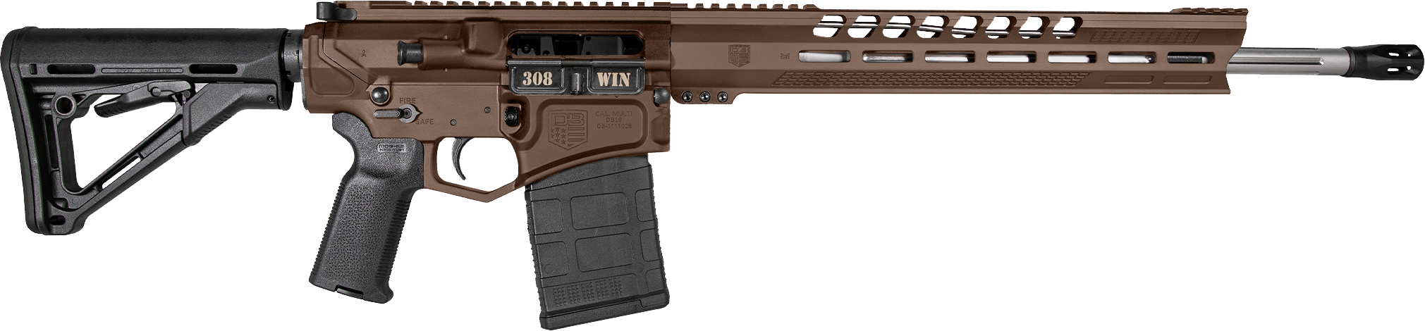 Diamondback DB1032C071 DB10 308 Win 18" 20+1 Midnight Bronze Adjustable Magpul CTR Stock Black Magpul MOE K2 Grip with Black Gold Lower 15" M-Lok