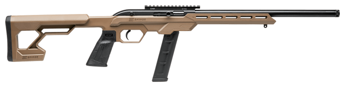 Savage Arms 45125 64 Precision 22 LR 20+1 16.50" Matte Black Threaded Heavy Carbon Steel Barrel Drilled & Tapped Carbon Steel Receiver M-Lok Compatible Forend Flat Dark Earth Synthetic Chassis Stock