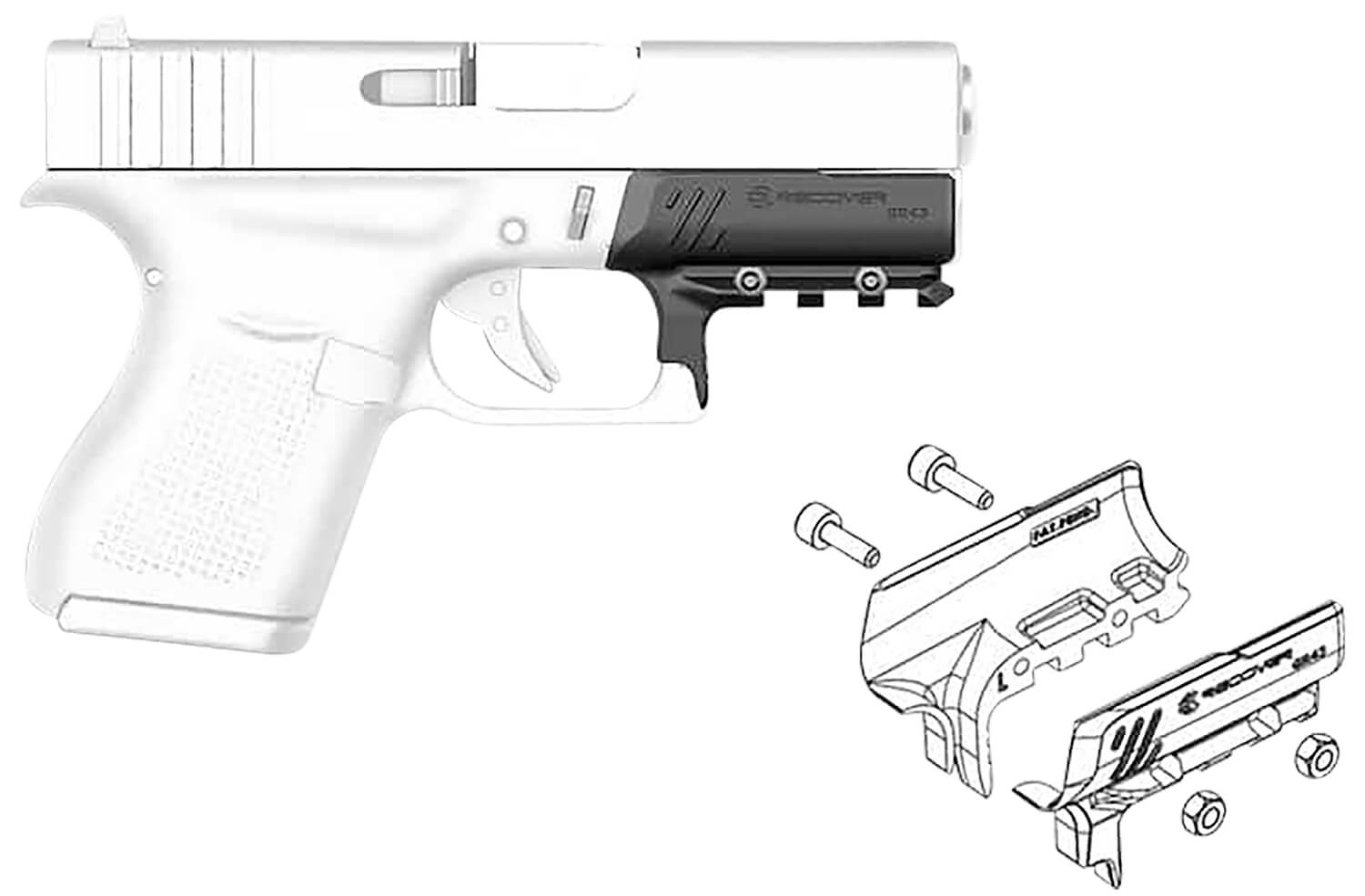 Recover Tactical GR4301 Compact Rail Adapter for Glock 43 43X and 48 Black - Image 2