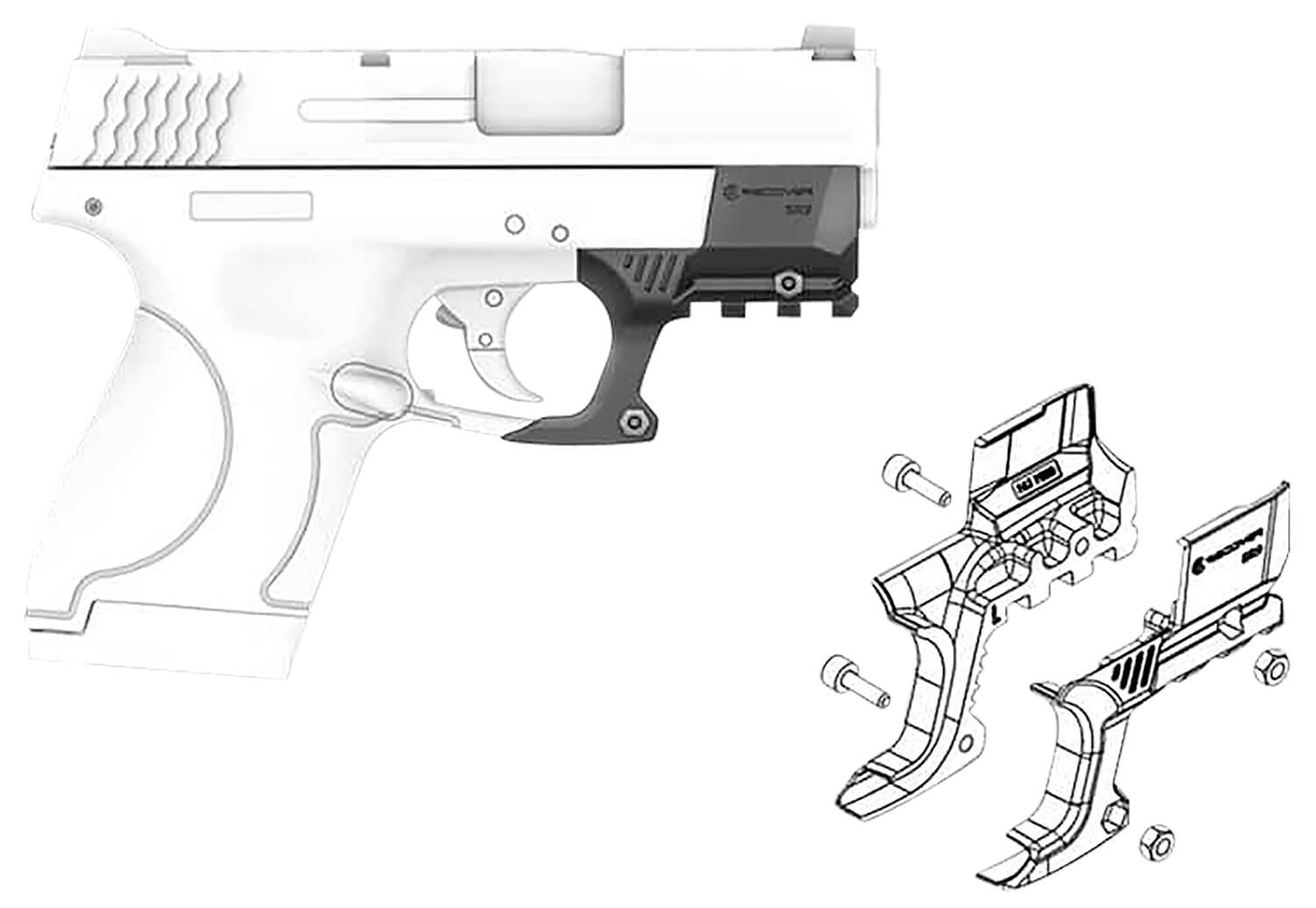 Recover Tactical SHR901 Rail Adapter for Smith and Wesson Shield Black - Image 2
