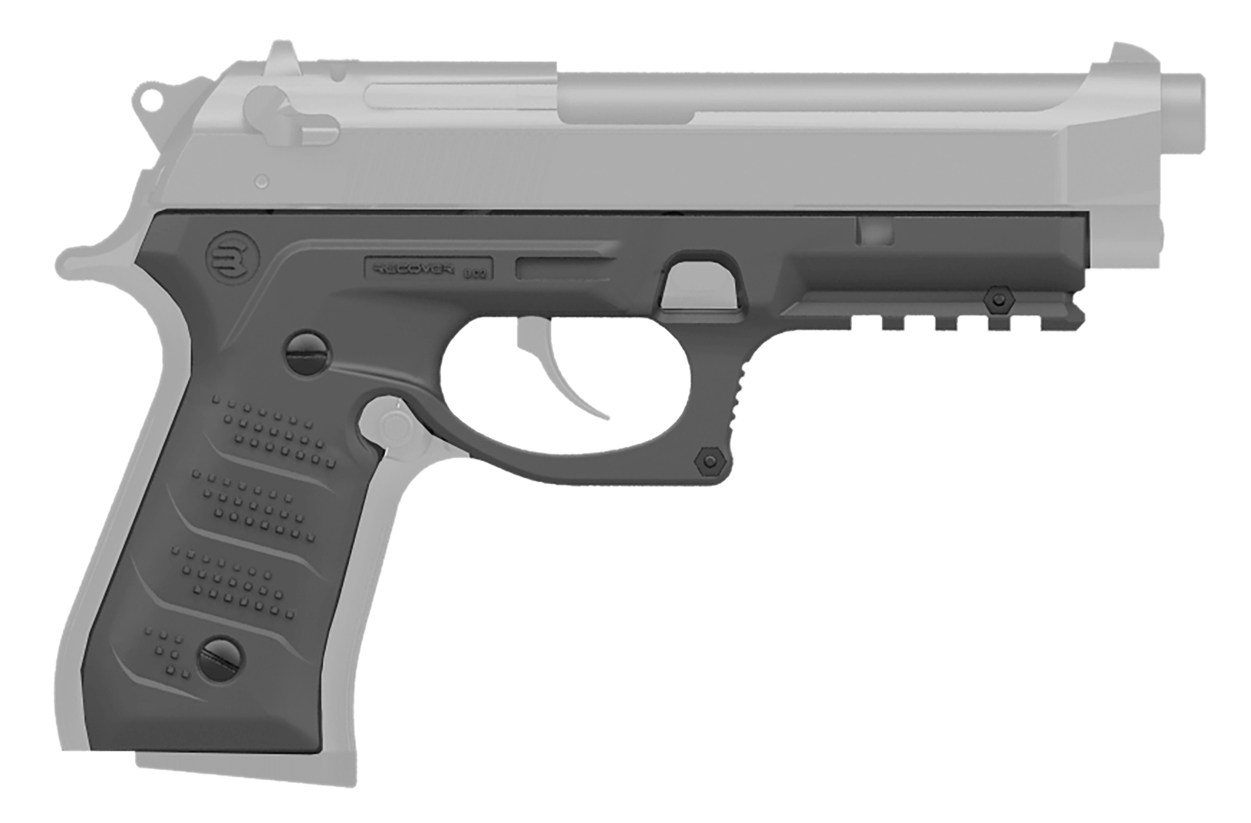 Recover Tactical BC204 Grip & Rail System Gray Polymer Picatinny for Most Beretta 92 & M9 Models