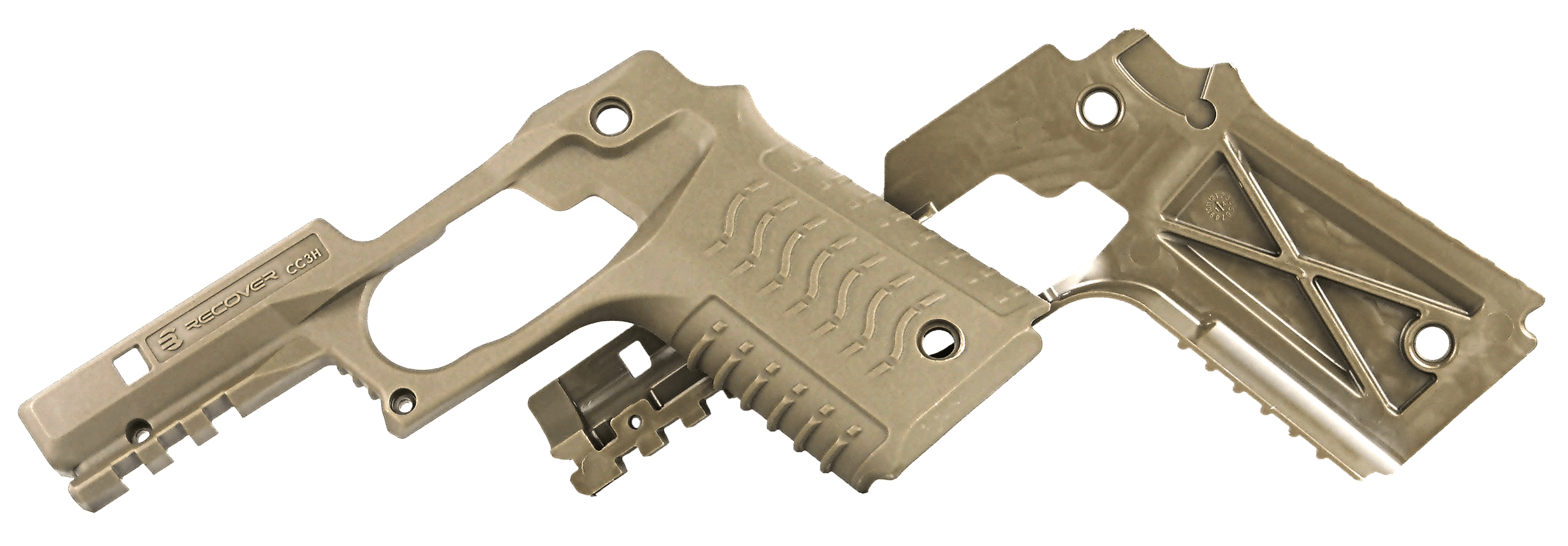 Recover Tactical CC3H02 Grip & Rail System Tan Polymer Picatinny for Standard Frame 1911