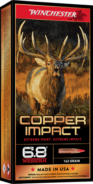 Winchester Ammo X68WCLF Copper Impact 6.8 Western 162 gr Copper Extreme Point Lead Free 20rd Box