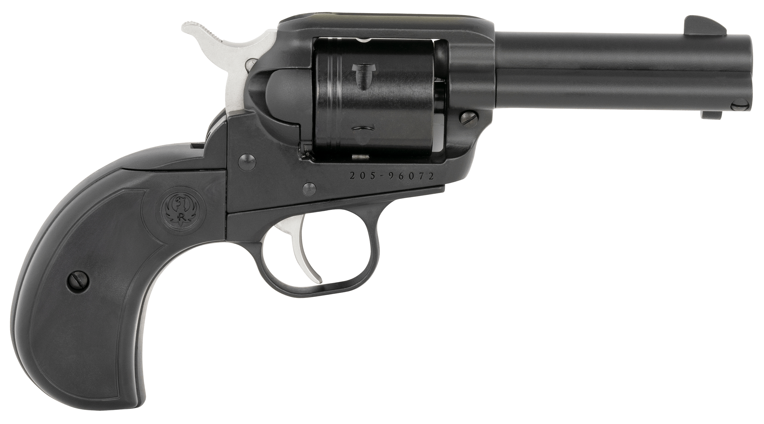 Ruger 2015 Wrangler 22 LR 3.75" Barrel 6 Shot Cylinder Black Cerakote Aluminum Alloy Synthetic Grip On A Birdshead Pattern Grip Frame Transfer Bar Safety