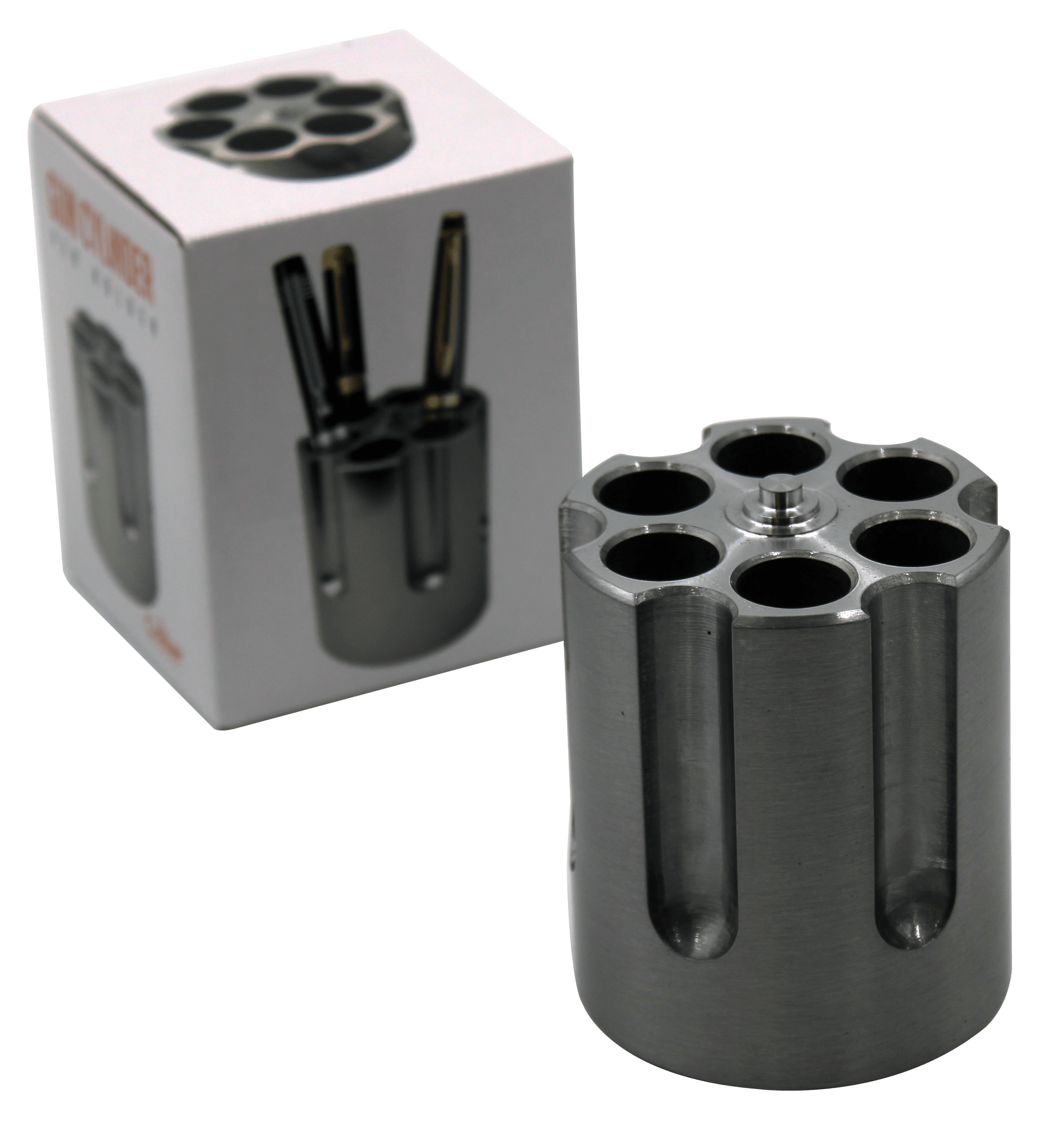Caliber Gourmet CBG1007BK Caliber Gourmet Cylinder Pen Holder Black Aluminum 3.25" x 2.75" Pistol Cylinder